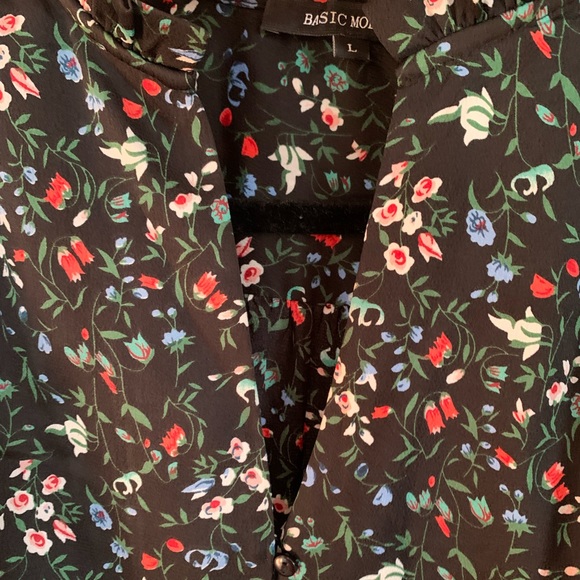 EUC Basic Model Black Floral BoHo Professional Dress Size L - Picture 3 of 10